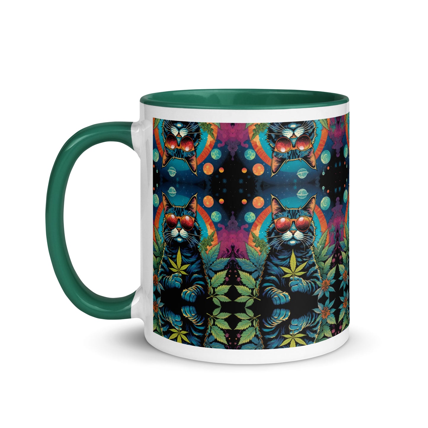 Trippy Marijuana Cat Mug with Color Inside