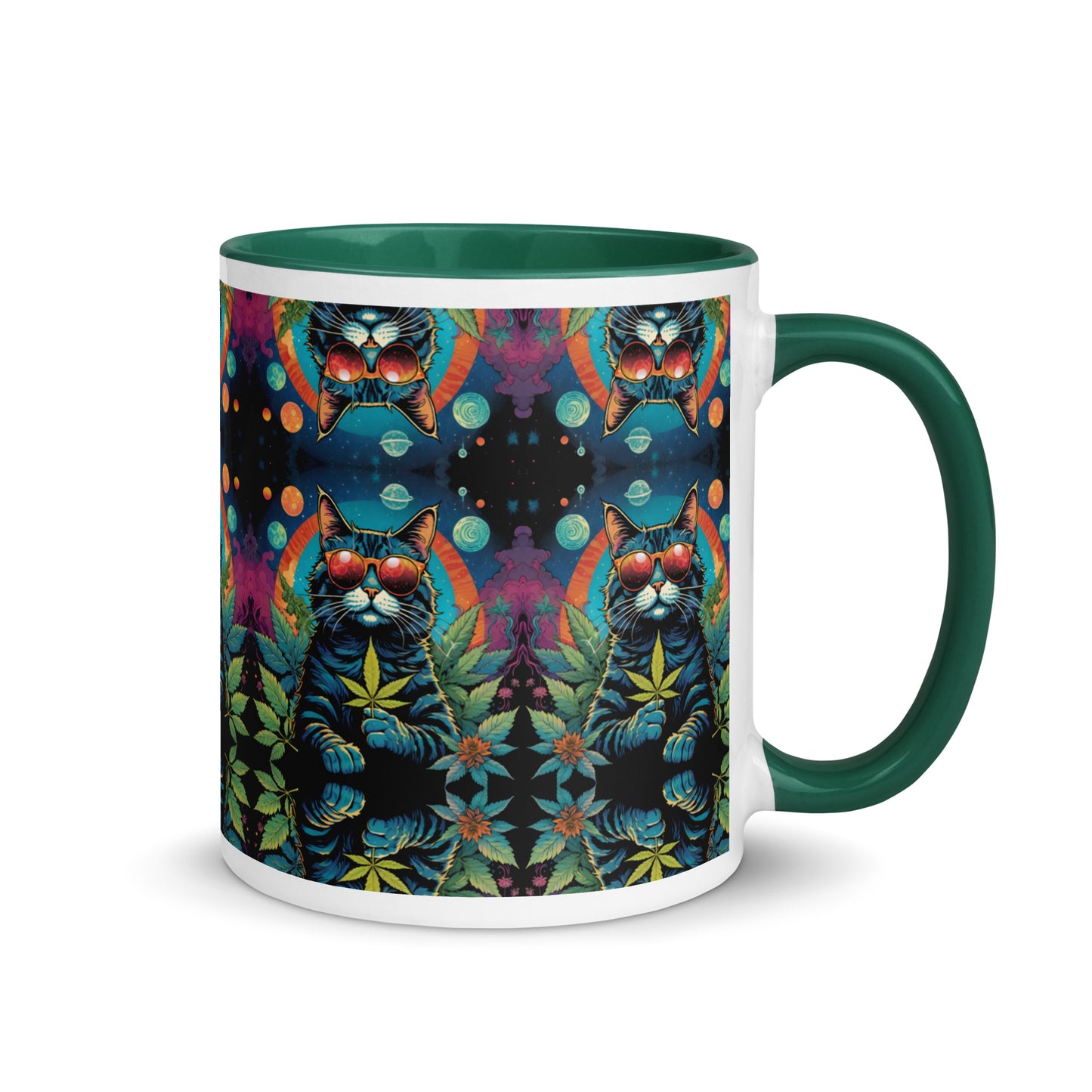 Trippy Marijuana Cat Mug with Color Inside