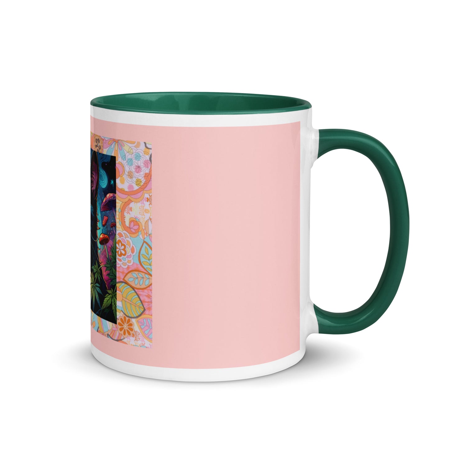 Psychedelic Cat with Sunglasses Mug with Color Inside