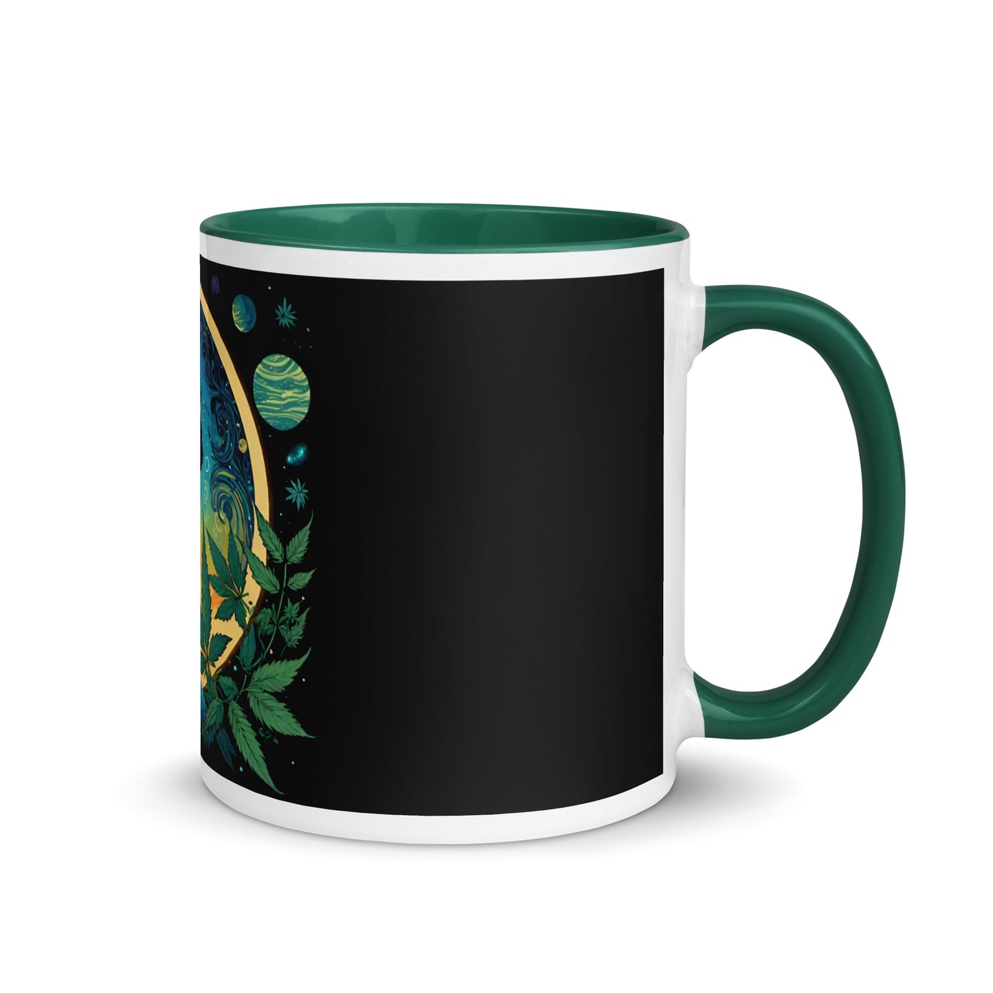 Marijuana Cat with Planets Mug with Color Inside