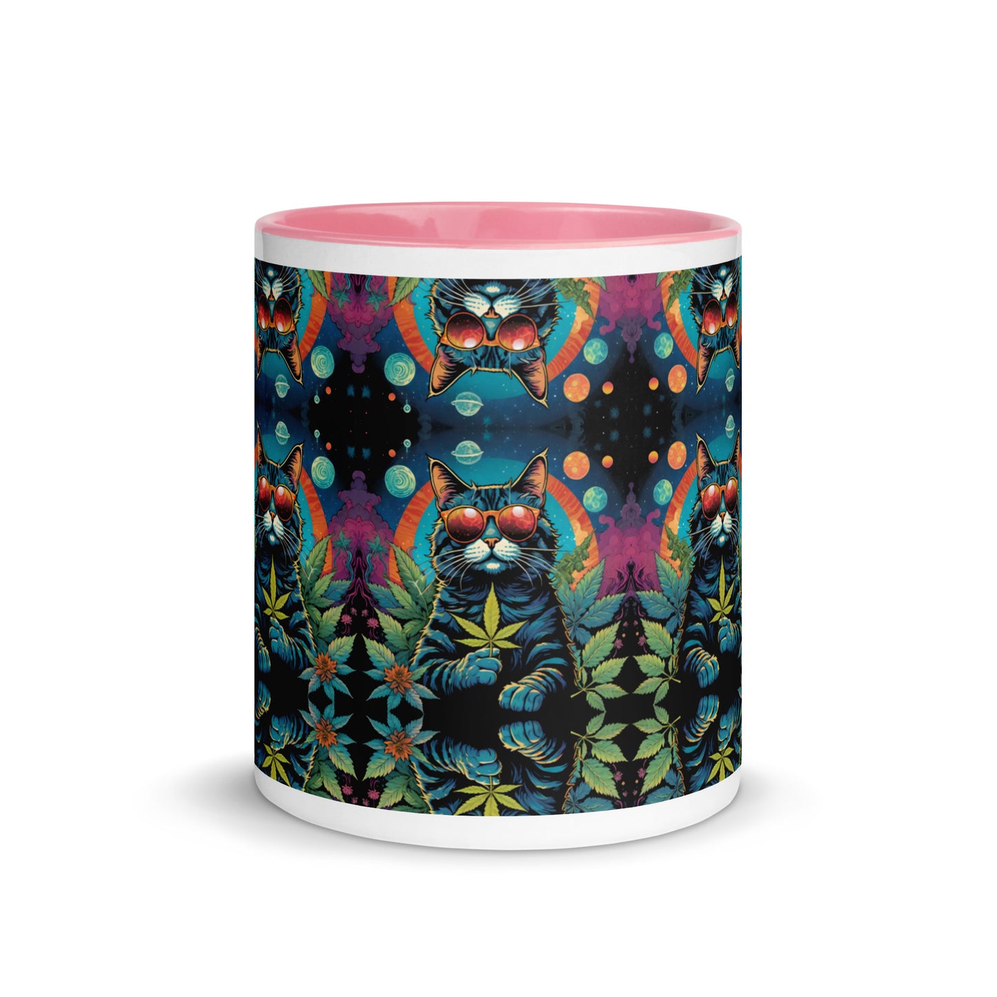 Trippy Marijuana Cat Mug with Color Inside