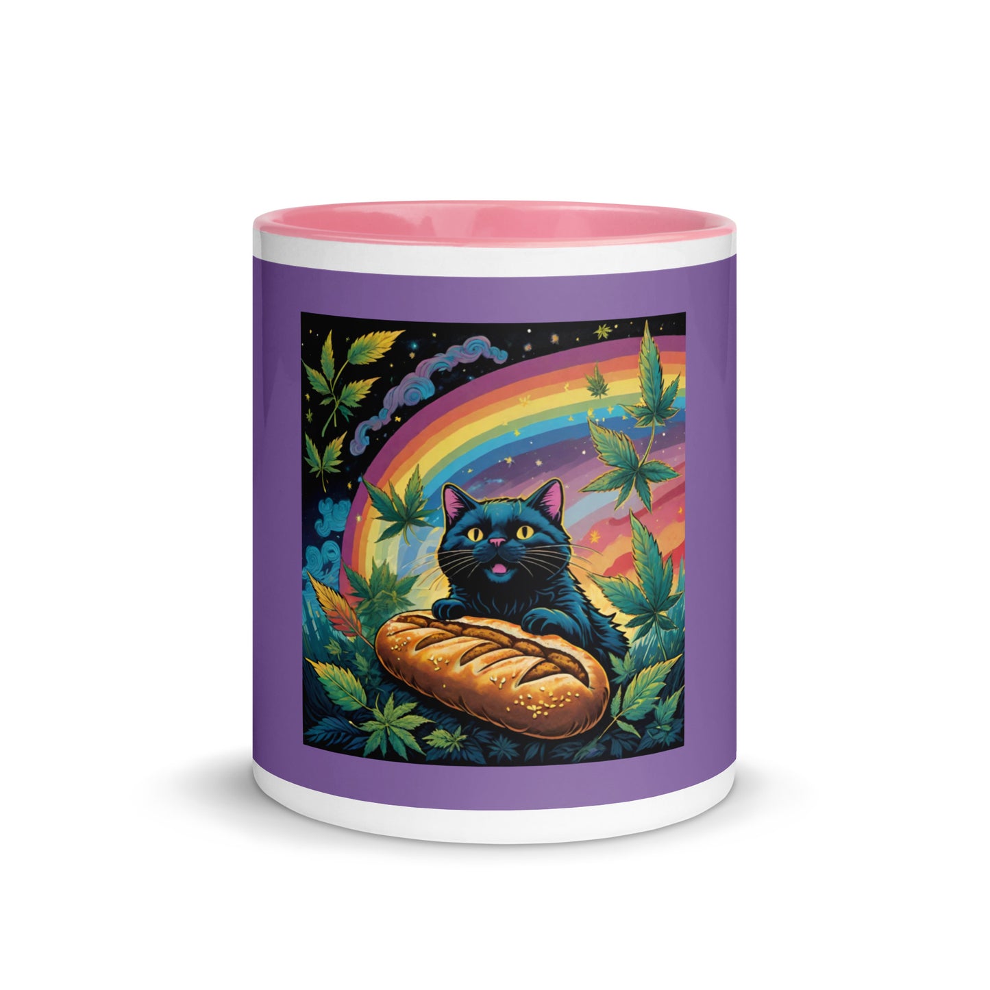 Rainbow Bread Cat Mug with Color Inside