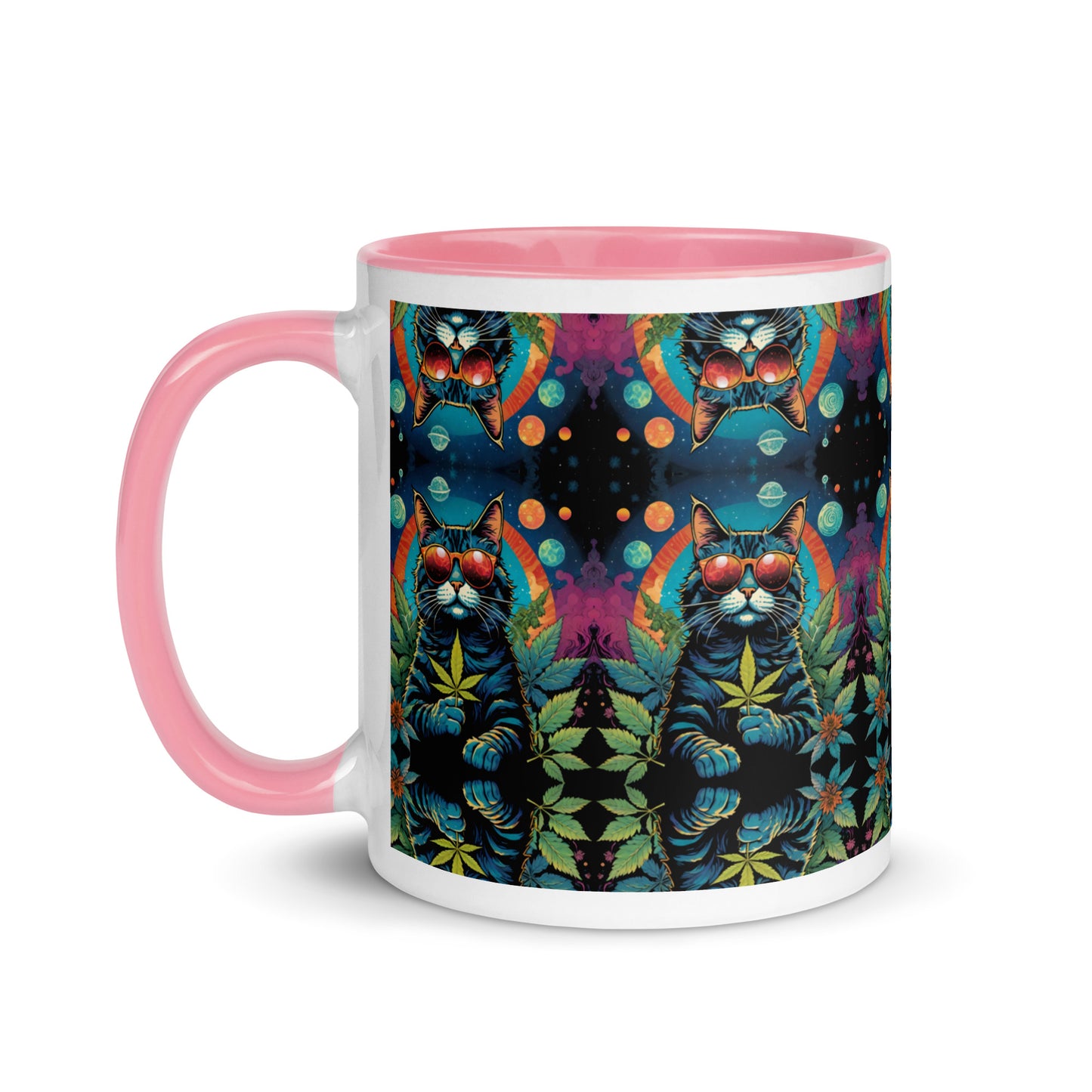 Trippy Marijuana Cat Mug with Color Inside