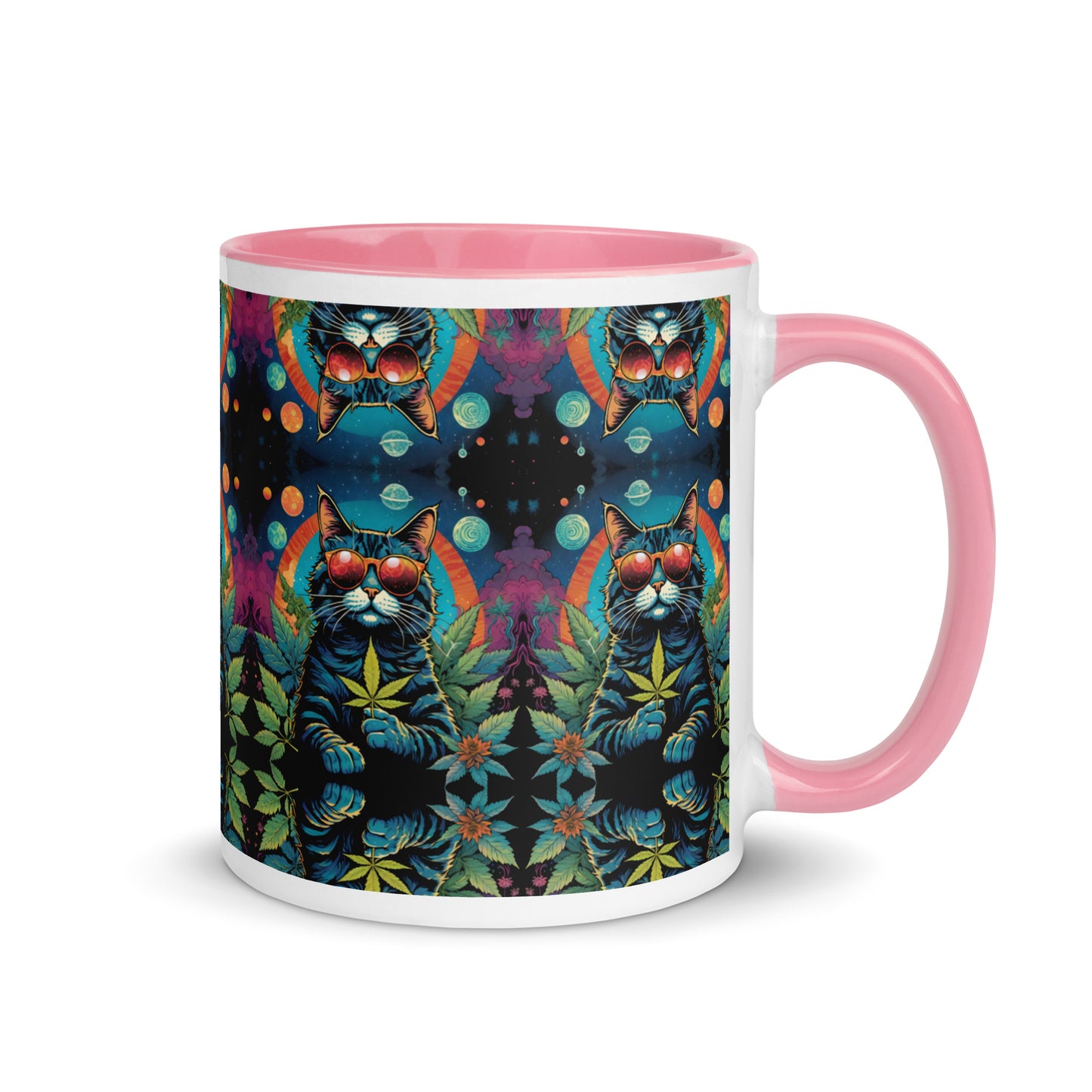 Trippy Marijuana Cat Mug with Color Inside