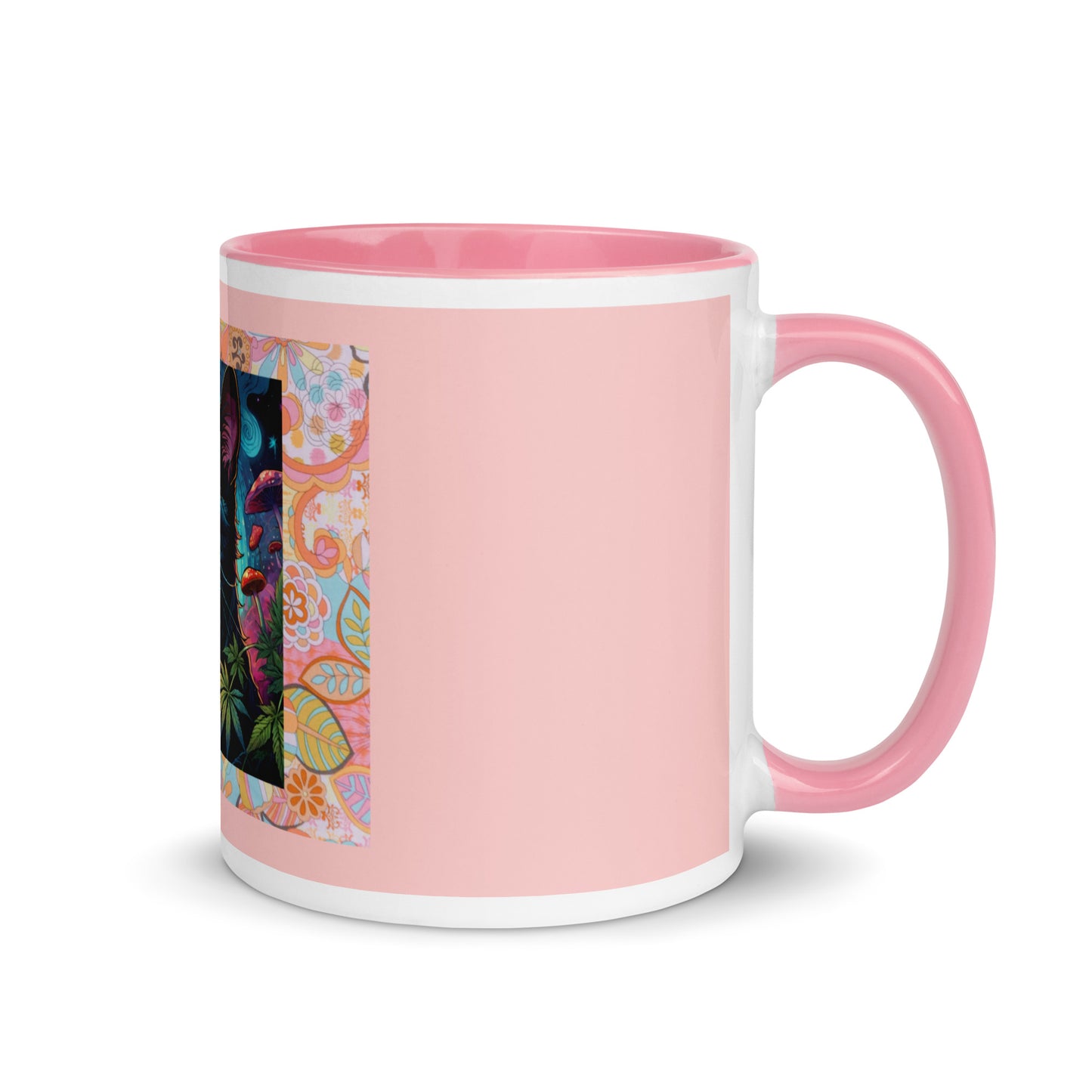 Psychedelic Cat with Sunglasses Mug with Color Inside