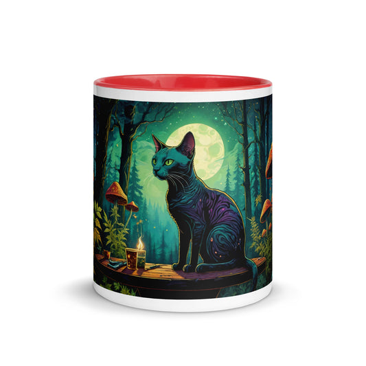 Black Cat with Psychedelic Mushrooms Mug