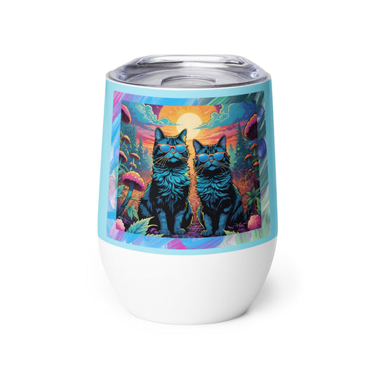 Cats with Sunglasses Wine Tumbler