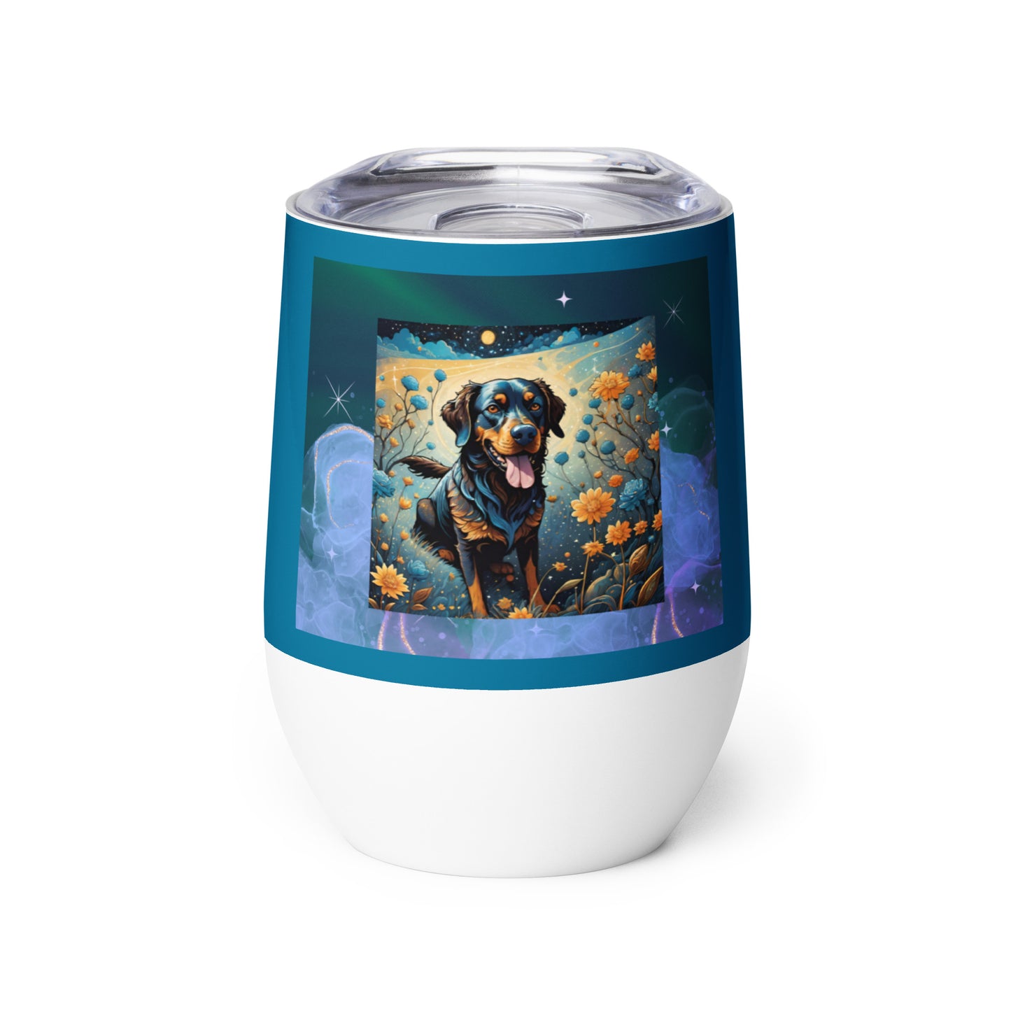 Brown and Orange Dog Wine Tumbler