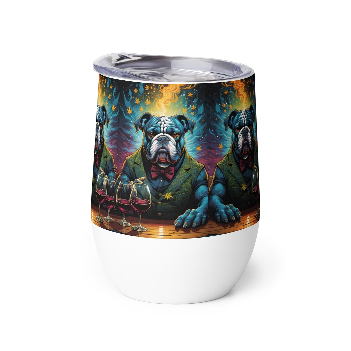 Bulldog with Wine and Weed Travel Tumbler