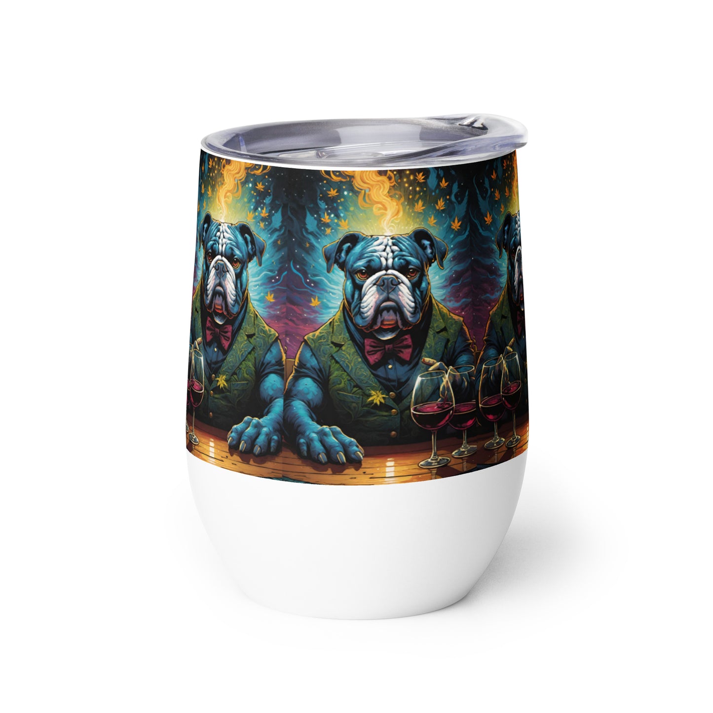 Bulldog with Wine and Weed Travel Tumbler