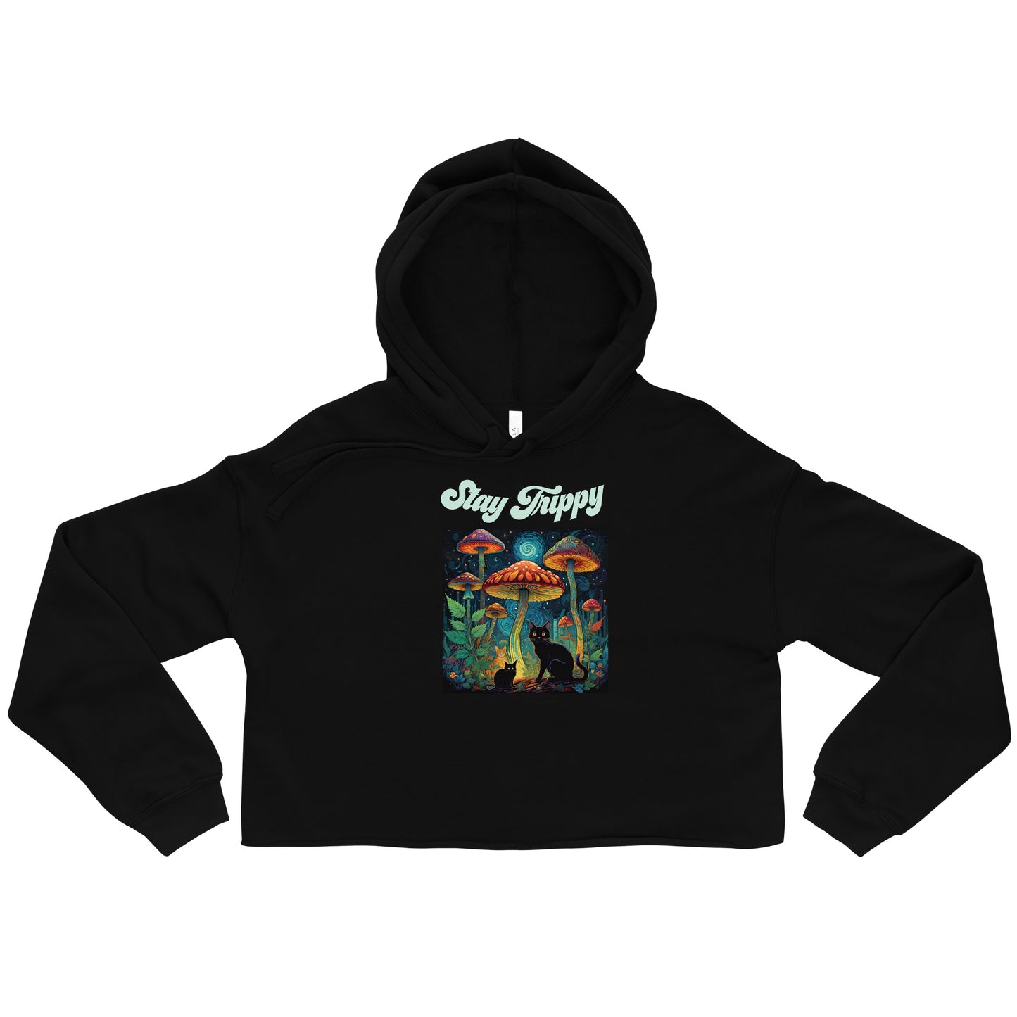 Stay Trippy Cat Crop Hoodie