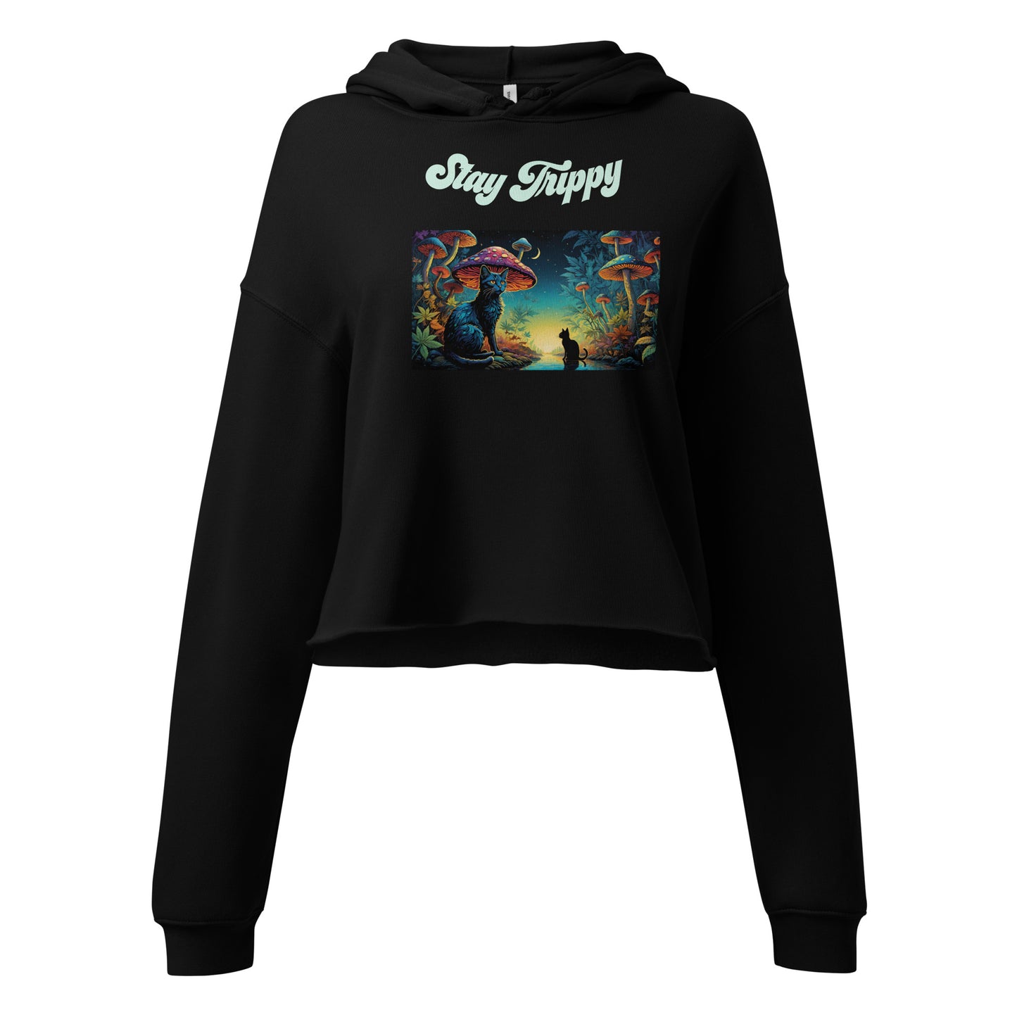 Stay Trippy Cat Crop Hoodie